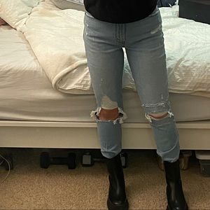 Abercrombie high rise skinny ripped jeans